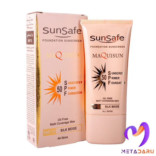 کرم ضدآفتاب کرم پودری و پرایمری SPF50 سان سیف(بژ ابریشمی) | Sun safe Sunscreen Primer SPF50 - 1064