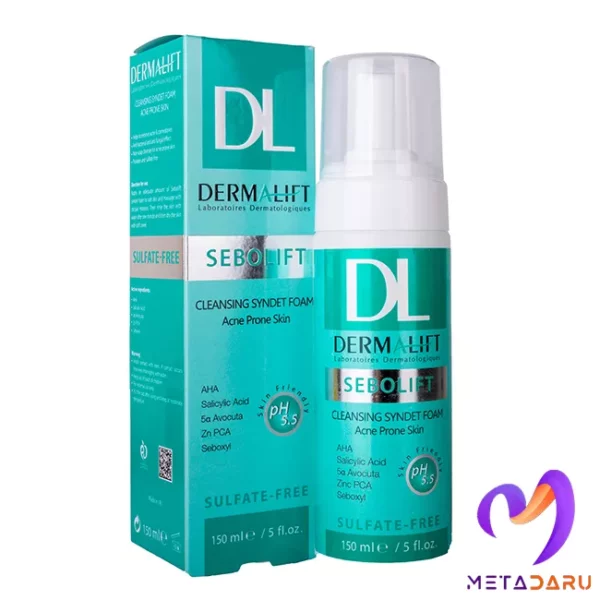فوم شستشوی صورت پوست چرب و جوشدار هیدرالیفت درمالیفت | Dermalift Hydralift Cleansing Syndet Foam - 1859